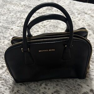 Michael Kors Black Satchel with Gold Accents
